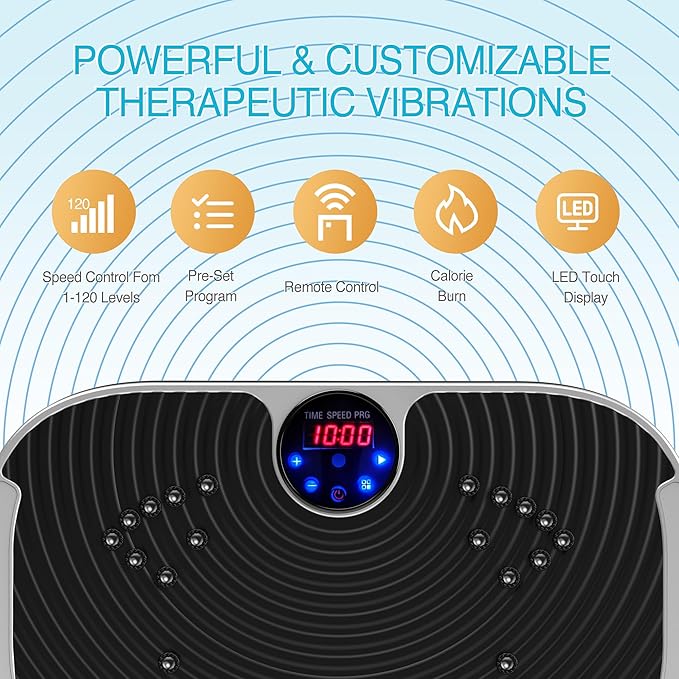 AXV Vibration Plate Exercise Machine Whole Body Workout Vibrate Fitness Platform Lymphatic Drainage Machine for Weight Loss Shaping Toning Wellness Home Gyms Workout
