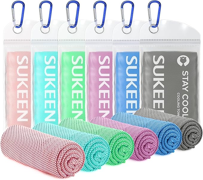 Sukeen Cooling Towel (40"x12"), Ice Towel Sets,Soft Breathable Chilly Towel,Microfiber Towel for Yoga,Sport,Running,Gym,Workout,Camping,Fitness,Workout & More Activities, 6 Pack