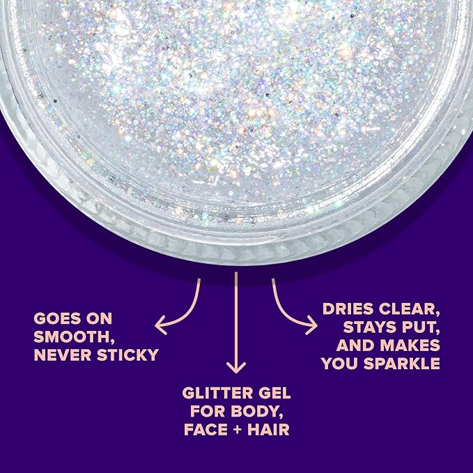 Unicorn Snot Face & Body Glitter - Cosmetic-Grade Holographic Glitter Gel - Makeup for Festivals, Raves, Anime Cosplay - Safe for Face, Easy Application & Removal, 1.7oz Silver (Disco)