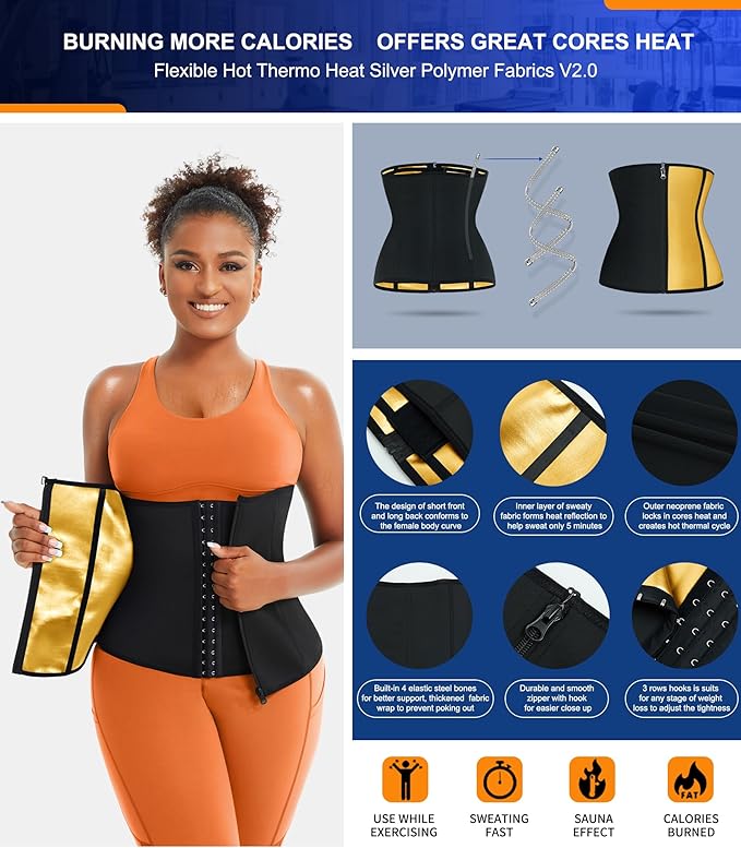 TrainingGirl Waist Trainer for Women Lower Belly Waist Trimmer Corset Tummy Wrap Workout Sweat Belt Band Sports Sauna Suit