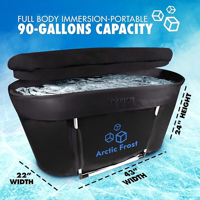 Large Oval Professional Ice Bath Tub-90 Gallon Inflatable Cold Plunge- Portable Lightweight Easy to Set Up for Full Cold Water Immersion, Faster Recovery (Black, Large Ice Bath (43x24x22))