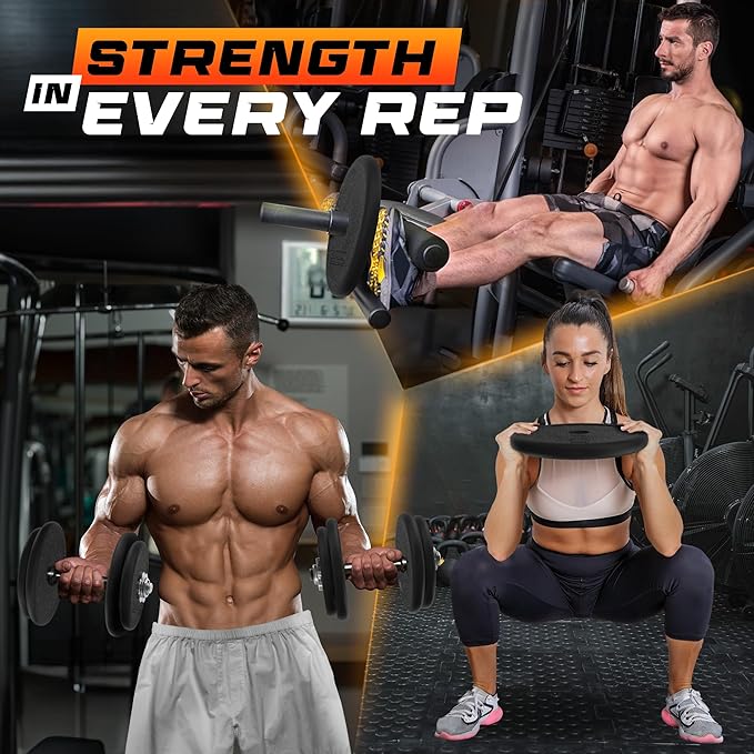 Yes4All Standard 1" Cast Iron Weight Plate - Ideal for Strength Training - Multiple Weight: 5LB to 25LB (Single & Set of 4)