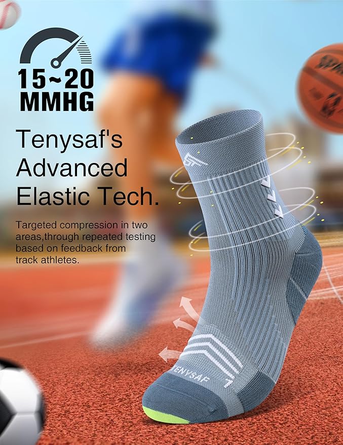 Compression Sport Running Socks: Athletic Crew Socks for Men Women Cycling Hiking Basketball Work,3 Pairs