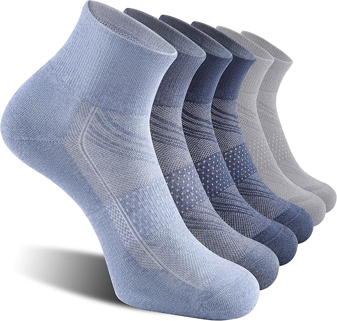 CelerSport 6 Pack Men's Ankle Socks with Cushion, Sport Athletic Running Socks