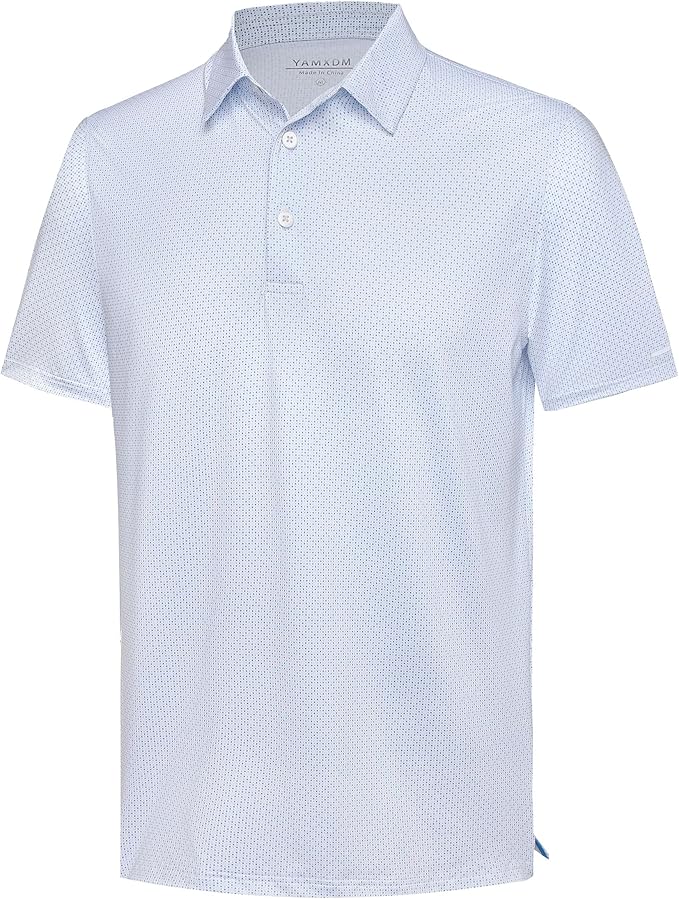 Golf Shirts for Men - Moisture Wicking Short Sleeve Performance Sport Casual Striped Collared Mens Polo Shirt