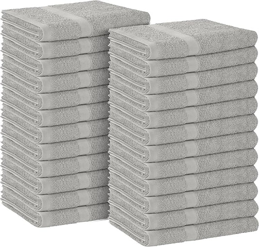 Avalon Salon Towel - Silver Hand Towels Bulk Pack of 24-100% Cotton Absorbent Spa, Facial & Gym Towels for Working Out - 16x27 Inches (Not Bleach Proof)