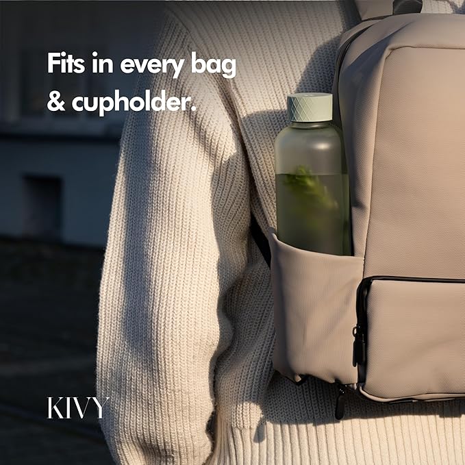 KIVY Slim Water Bottle 32oz [Lightweight & Shatterproof] Fits Backpack & Cupholder for Travel, Sports, School, Gym - Frosted red bottle no straw - Gym water bottle screw top - Dishwasher Safe