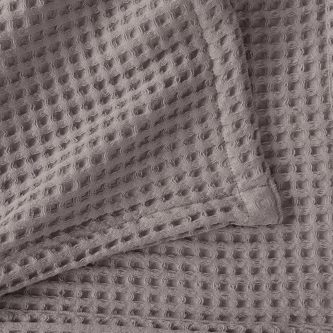 100% Cotton Waffle Weave Bed Blanket | Soft, Breathable, and Lightweight Blanket for All-Season | Perfect for Layering | Brielle Collection (King, Charcoal)