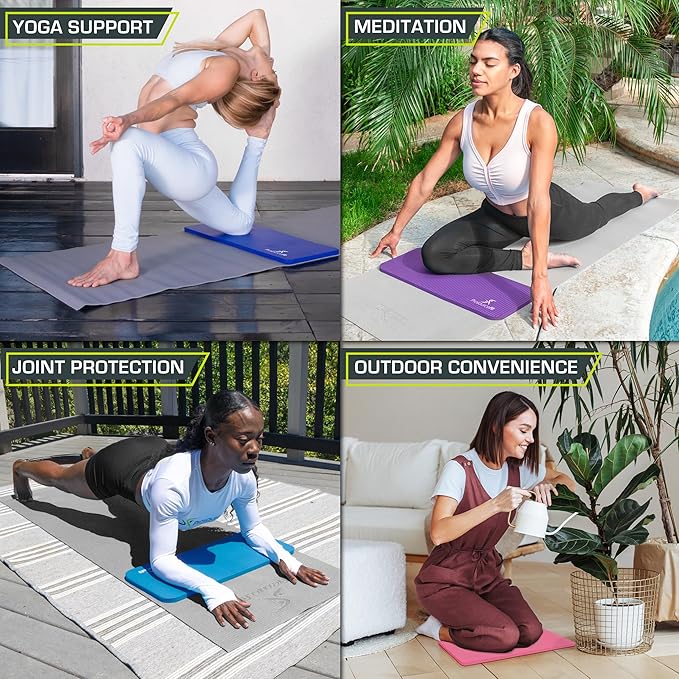 ProsourceFit Extra Thick Yoga Knee Pad and Elbow Cushion 15mm (5/8”) Fits Standard Mats for Pain Free Joints in Yoga, Pilates, Floor Workouts