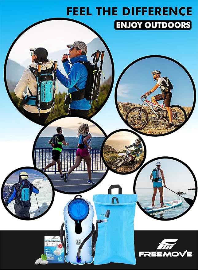 Hydration Pack with 2L or 3L Water Bladder & Cooler Bag > Keeps Drink Cool & Protects Bladders > Camelback Reservoir for Hydration Backpack, Tasteless & BPA Free, Quick Release Tube & Shutoff Valve