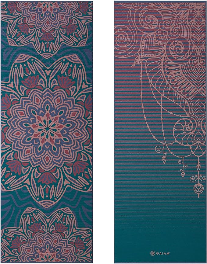 Gaiam Yoga Mat - Premium 6mm Print Reversible Extra Thick Non Slip Exercise & Fitness Mat for All Types of Yoga, Pilates & Floor Workouts (68" x 24" x 6mm Thick)
