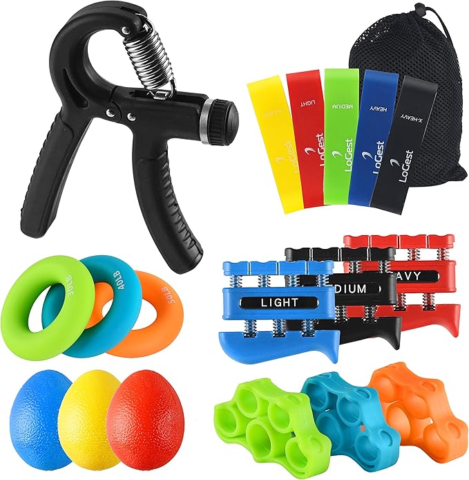 Hand Grip Strengthener Set Forearm Adjustable Resistance Hand Gripper, Finger Exerciser, Finger Stretchers, Grip Rings Hand Exerciser, Stress Relief