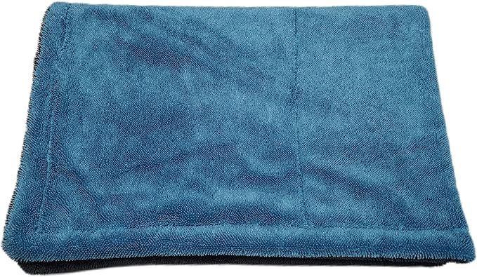 SOFTBATFY 1200 GSM 36" x 24"Dual Sided Microfiber Car Cleaning Drying Towel with Twist Pile, Super Absorbent, Scratch-Free, Machine Washable (Blue-Grey)