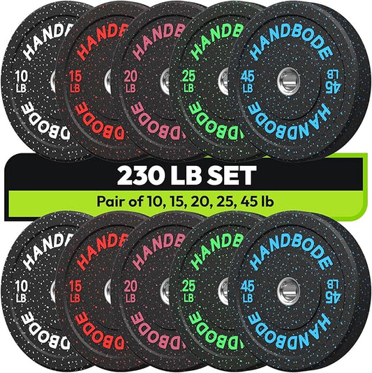 2-Inch Bumper Plates High Bounce, Olympic Weight Plate Set 45/100/160/190/260/300lb, Barbell Weight Plates Set for Home Gym, Colored Weights Rubber Strength Training Plate for Weight Lifting