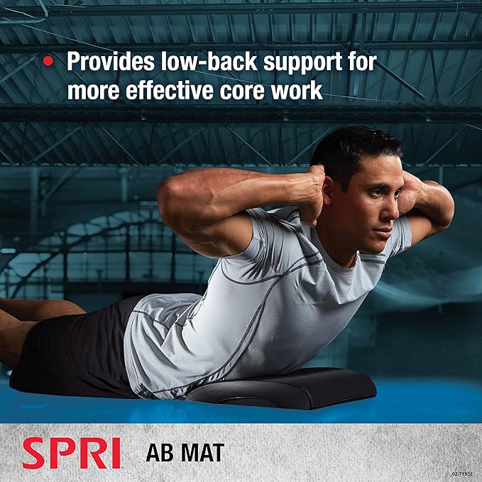 SPRI Ab Mat - Workout Mat Accessory for Abdominal Exercises, Sit-Ups, Crunches, Push-Ups, Core Training, and More - Portable Padded Shaped Mat with Curved Back Support for Toning Abs