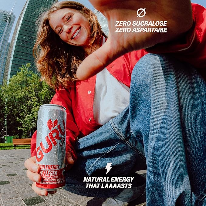 GURU Organic Energy Drinks Variety Pack, Clean Energy Drink with Plant Based Natural Caffeine from Green Tea, Gluten Free and Vegan, 140MG Caffeine, Healthy Drinks, 12 oz (Pack of 12)