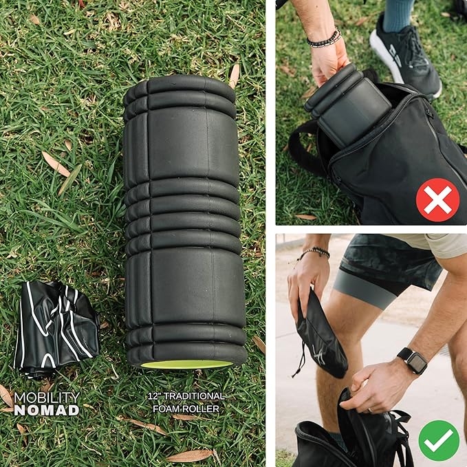 Inflatable Foam Roller – Travel Foam Roller for Muscle Recovery, Deep Tissue Massage, Physical Therapy, Hiking, Backpacking, Gym, Home – Includes Pump, Bag – Adjustable Firmness