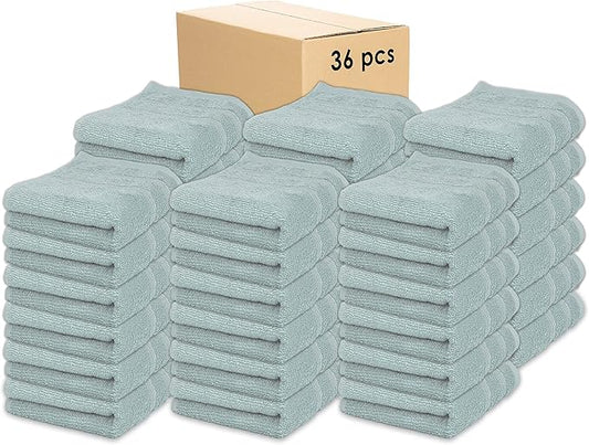Kaufman - Premium Hand Towels Set for Bathroom, Spa, Gym, and Face Towel 100% Cotton Ring Spun, Ultra Soft Feel and Highly Absorbent Towels (Aqua, 36-PK)