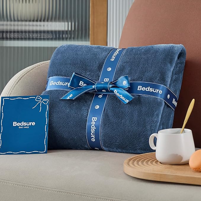 Bedsure Fleece Blankets Queen Size Mineral Blue - Bed Blanket Soft Lightweight Plush Fuzzy Cozy Luxury Microfiber, 90x90 inches