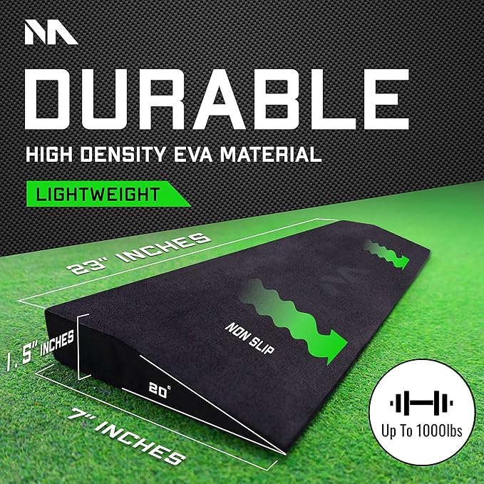 Squat Wedge Block - Slant Board For Squats, Heel Elevated Squatting Foam Platform For Weight Lifting, Home Gym Leg Workout Wedges & Calf Exercise Equipment for Fitness Workouts