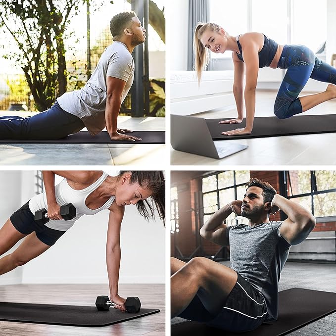 MICRODRY Deluxe Fitness Exercise Yoga Mat for Home & Gym, Extra Thick for High Impact Training, Multi Layered Skid Resistant Surface, Odor Neutralizing with Carrying Strap