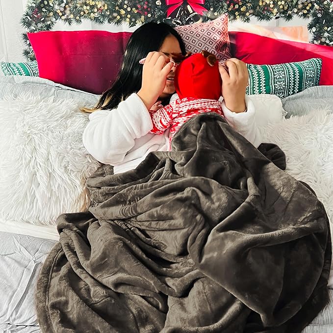 Bedsure Fleece Blankets Queen Size Brown - Bed Blanket Soft Lightweight Plush Fuzzy Cozy Luxury Microfiber, 90x90 inches
