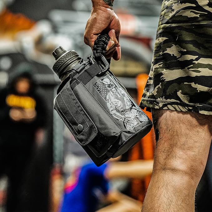 Iron Infidel Battle Bottle - Half Gallon Water Bottle Insulated, 64 oz Stainless Steel Water Jug with Handle - Gym Water Bottle for Men with Rugged Sleeve for Storage (Earned, Not Given 2 Liter)