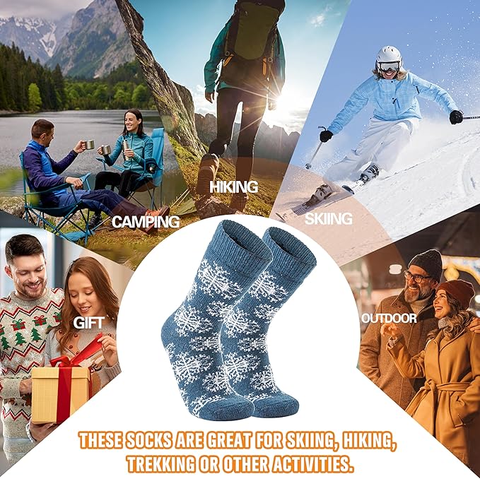 3 Pairs Warm Thermal Socks for Women & Men Winter Ski Thick Boot Insulated Socks for Cold Weather