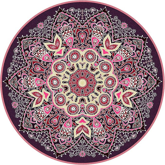 Knsbk Large Round Yoga Mat 4.6'X3.5mm for Exercise Premium Extra Thick, Ultra Comfortable, Non Slip, Meditation Mat