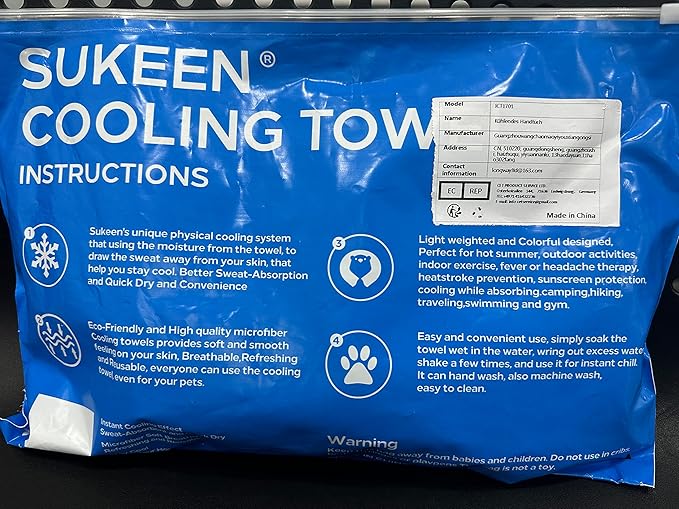 Sukkeen Cooling Towel (40"x12"), Soft Breathable Chilly Microfiber Towel for Yoga, Sports & More Activities