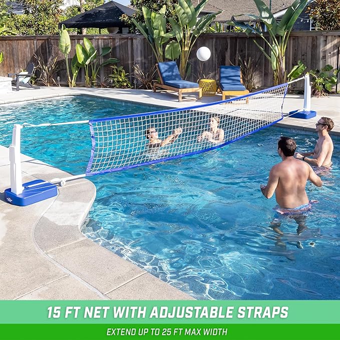 GoSports Splash Hoop 2-in-1 Full Court Pool Basketball & Volleyball Game Set
