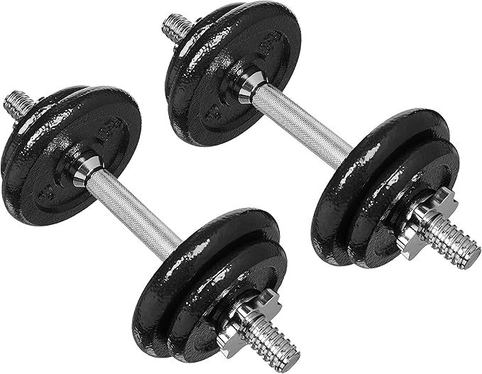 Amazon Basics Adjustable Dumbbell Hand Weight Set, 38 pound, Black