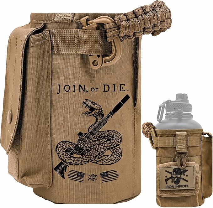 Iron InfideI Battle Bottle Sleeve - 64 oz and 32 oz Water Bottle Sleeve Only for Half Gallon 1L Steel Water Bottle | Rugged Cover with Molle for Versatile Design with Storage for Phone, Wallet & Keys