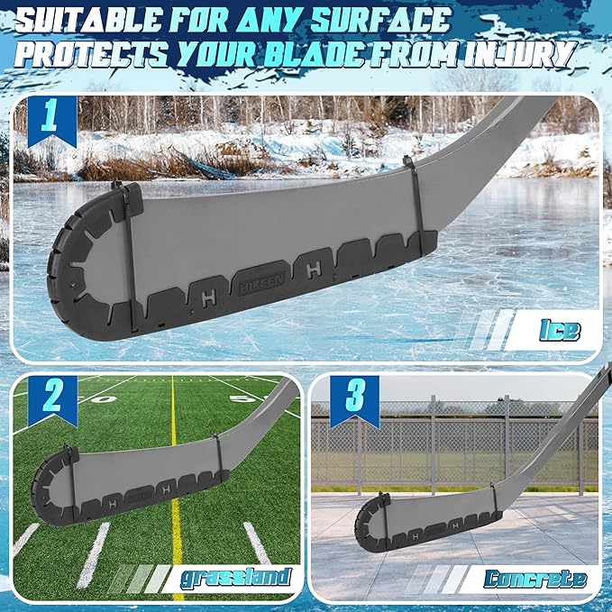 Hikeen Stick Blade Protector with 25 Wrap Ties,Wear-Resistant Hockey Blade Guard for Off Ice Training, Street Hockey, Universal Ice Hockey Traning Fit Kids, Intermediate, Senior Sticks