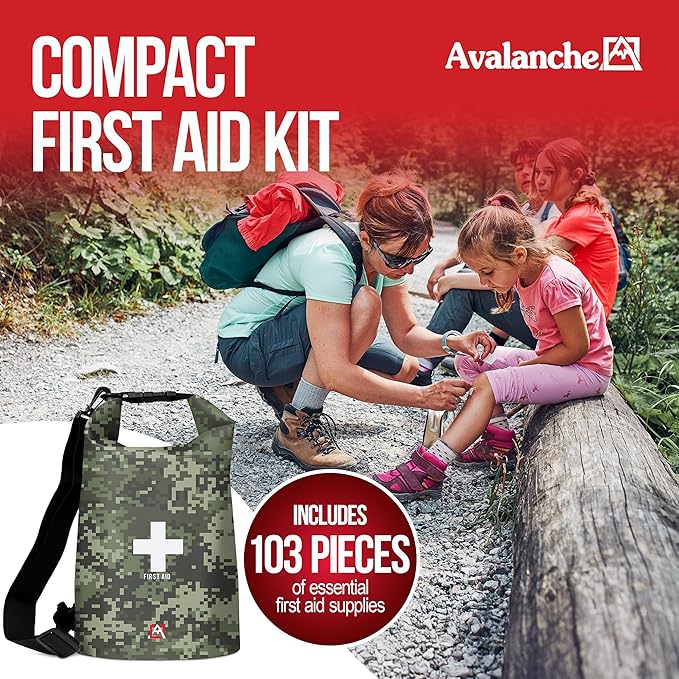 Avalanche First Aid Kit in Dry Bag, 103 Pcs Emergency Supplies Kit in Waterproof Bag for Home, Car, Travel, Sports or Camping, Durable, Ideal for Water Activities, Survival Gear Kit