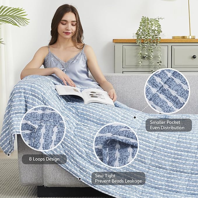 L'AGRATY Weighted Blanket - 60"x80" 25lbs Cooling Breathable Heavy Blanket Microfiber Material with Glass Beads for Adult All-Season Summer Fall Winter Soft Thick Comfort