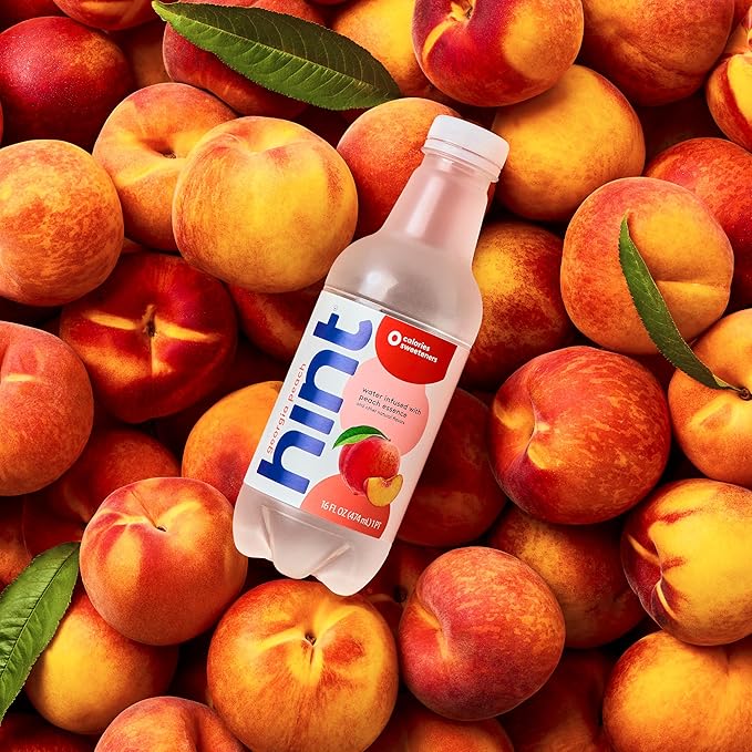 Hint Fruit-Infused Bottled Water, Georgia Peach - Sugar Free Flavored Water with Zero Calories, Naturally Flavored, and No Artificial Sweeteners - 16 Fl Oz (Pack of 12)
