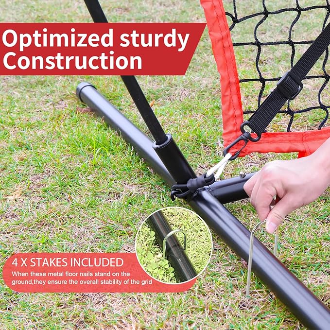 6'X6' Baseball Softball Practice Net,Pitching Net,Batting Net,with Bonus Strike Zone,Target and Bow Frame,for Hitting,Pitching,Catching