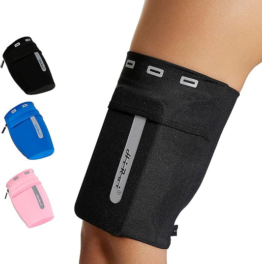 HiRui Running Armband Sleeve Universal Sports Armband Cell Phone Holder Armband for Exercise Workout, Compatible with iPhone 16/15/14/13/Plus/Pro Samsung Galaxy All Phones (L, Black)