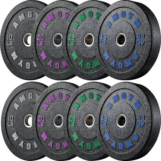 2 Inch Bumper Plates，10-500lbs，Barbell Rubber Olympic Weight Plates Set for Home Gym, Strength Training & Weight Lifting, Multiple Options Colors