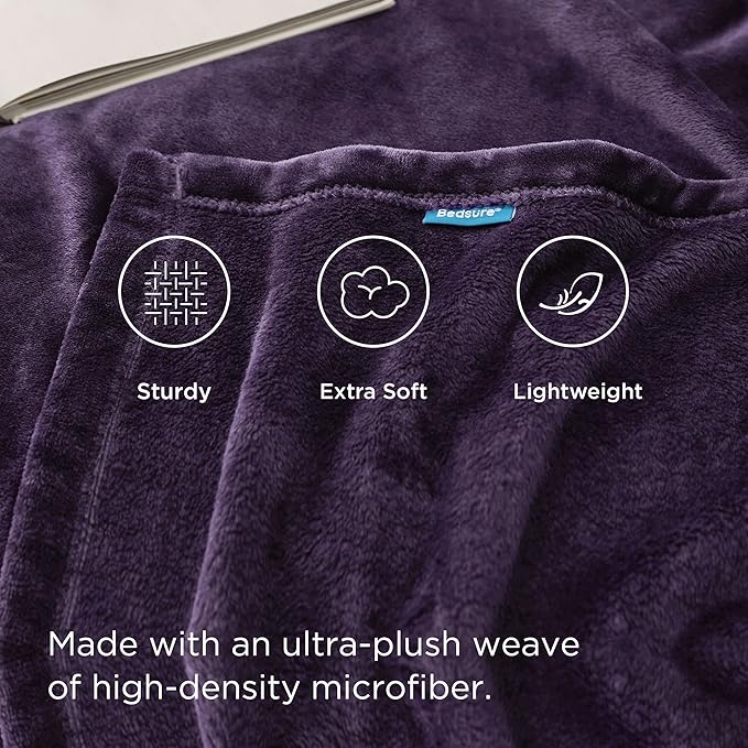 Bedsure Fleece Blanket Twin Size Purple - 300GSM Lightweight Plush Fuzzy Cozy Soft Warm Blanket for Bed, Sofa, Couch, Travel, Camping, 60x80 inches