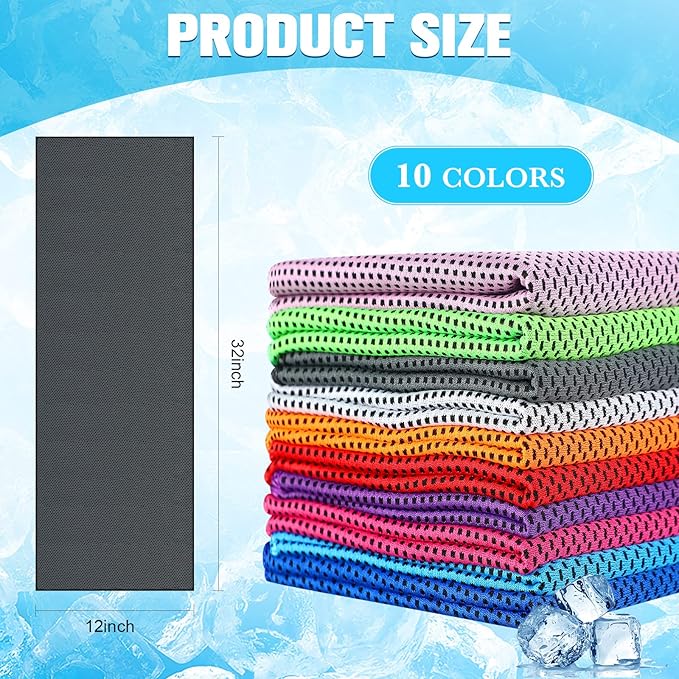 Maitys 1000 Pcs Cooling Towel Bulk, 32 x 12 Inch Microfiber Ice Towel for Neck and Face Cold Soft Breathable Sport Neck Wraps for Hot Weather Athletes Gym Yoga Camping Workout