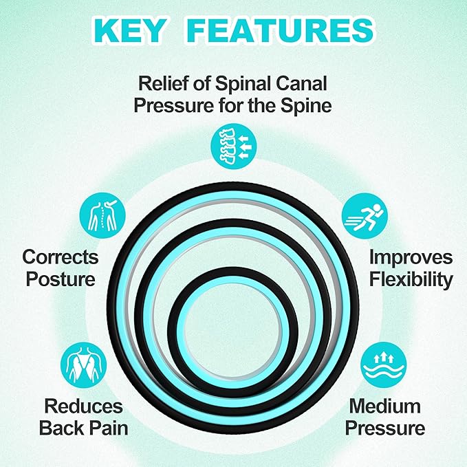 3 Pack Back Roller- Yoga Wheel for Back Pain Reliefn & Stretching, Back Wheel for Deep Tissue Massage, Foam Roller for Physical Therapy & Exercise