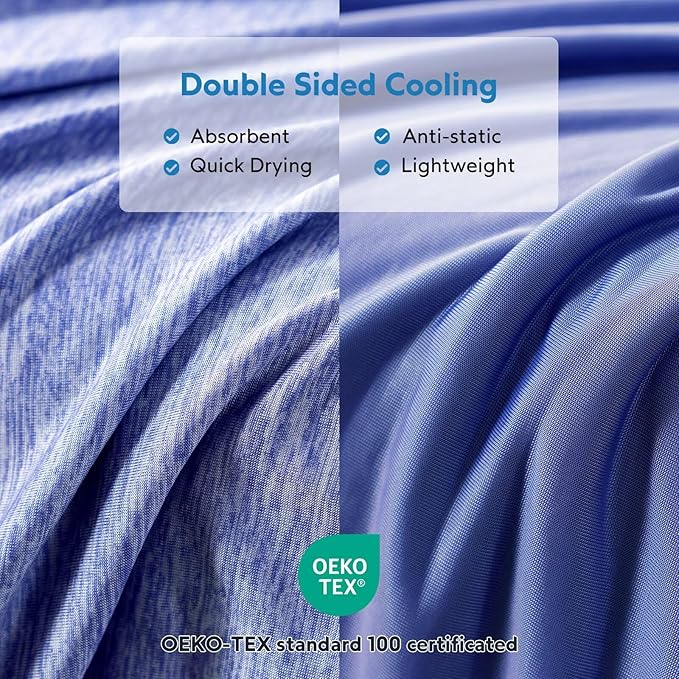 HOMFINE Cooling Blankets for Hot Sleepers - Summer Blanket Thin Lightweight Breathable Soft Double Side Enhanced Cooling for Bed Couch Sofa, Keep Cool for Night Sweats (Dark Blue, 90 x 90 inches)