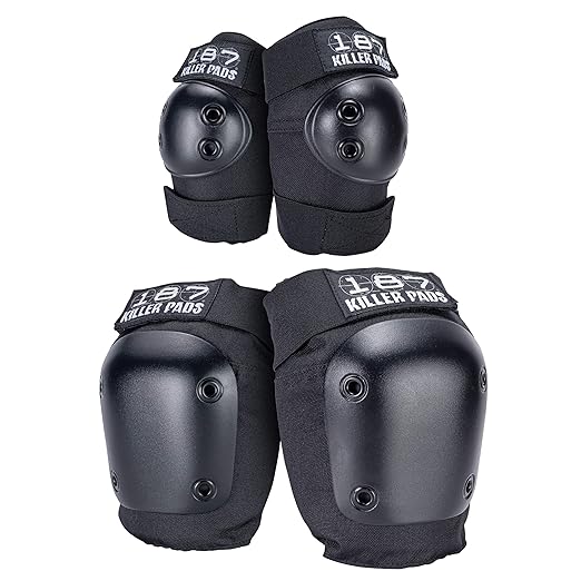 187 Killer Pads Knee Pads, Elbow Pads Combo Pack, Black, Large/X-Large