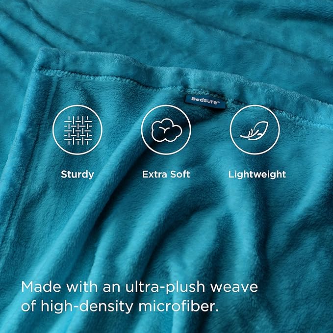 Bedsure Twin XL Fleece Blanket Dorm Bedding - Lightweight Soft Cozy Blankets for Bed, Sofa, Couch, Travel, Camping, Teal Blue, 66"x90"