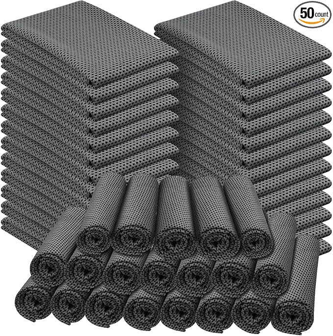 Shellwei 50 Pcs Cooling Towel 40 x 12 Inch Microfiber Workout Towels Breathable Chilly Towel Ice Cool Cold Towels Bulk Fast Drying Absorbent Sweat Rag for Neck Yoga Sports Golf Gym