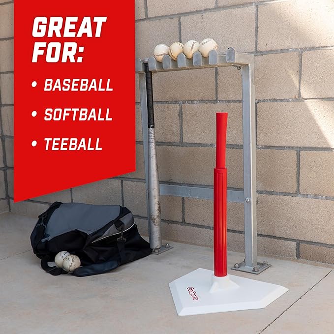 GoSports Baseball & Softball Batting Tees - Choose Jr. or Standard - Adjustable Rubber Hitting Tee