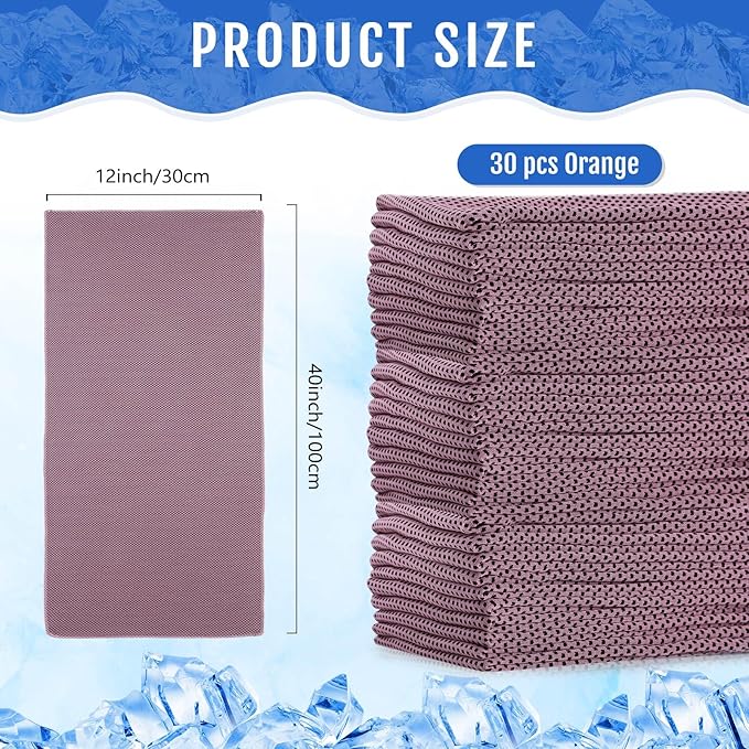 Hosuly 30 Pack Cooling Towels, 40"x12" Ice Breathable Soft Chilly Sweat Rag Microfiber Workout Rags for Gym Cooling Towels for Neck and Face for Yoga Golf Sport Running