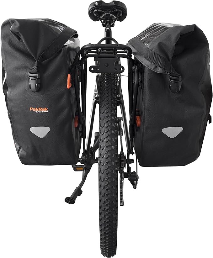 Ibera Panniers Bike Bags 30L (Pair) - Waterproof & with Quick Release/Clip-On System - Bike Saddle Bags For Rear Rack with Rain Cover & 19.8 lbs Capacity - Saddle Bag Bicycle Fits Most Racks (Black)
